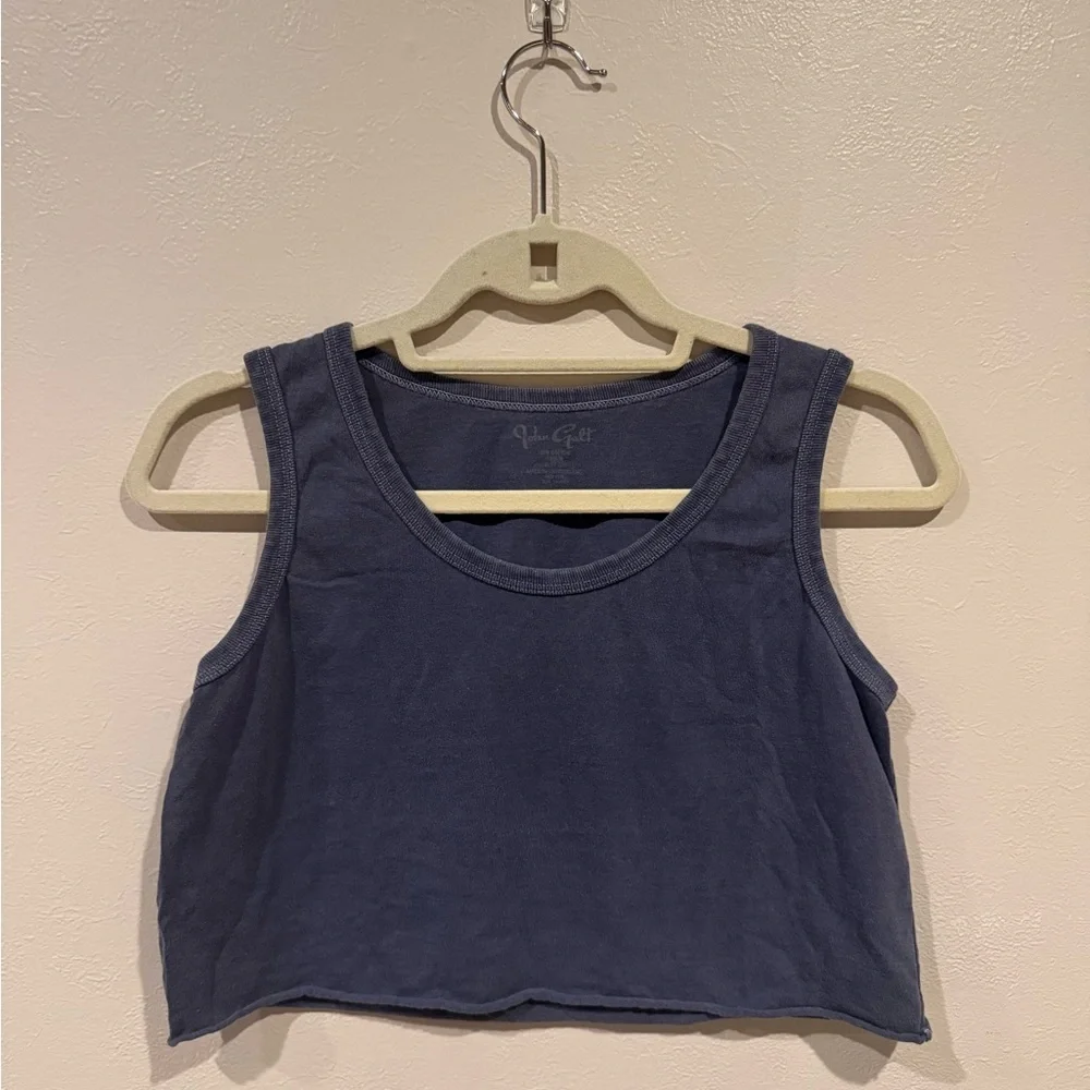 Brandy Melville John Galt Blue Fitted Crop Tank Top - Picture 1 of 3